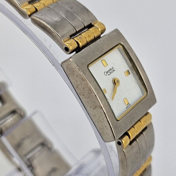 Caravelle Bulova Women's Watch 18MM White Dial Two Tone Bracelet 7" New Battery - Picture 4 of 14
